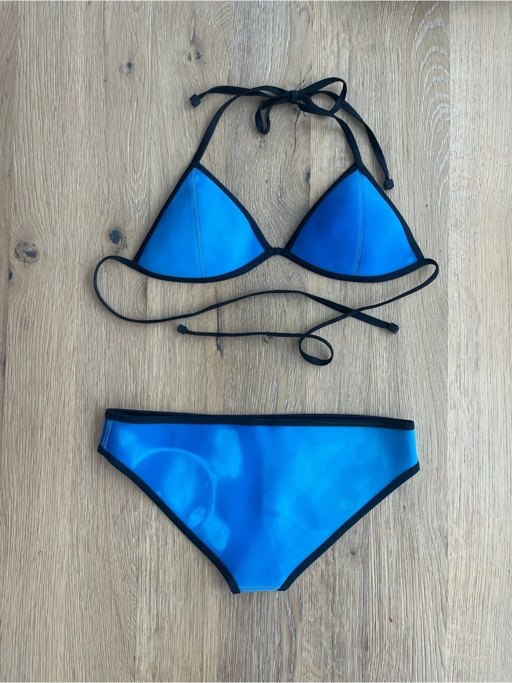 triangl swimwear Black Triangle Top with Bright Blue Accent